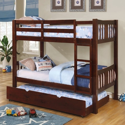 Furniture Of America Cameron Transitional Dark Walnut Twin-Twin Bunk Bed Model CM-BK929EX-BED