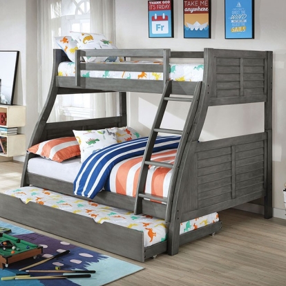 Furniture Of America Hoople Transitional Gray Twin-Full Bunk Bed Model CM-BK963GY-BED