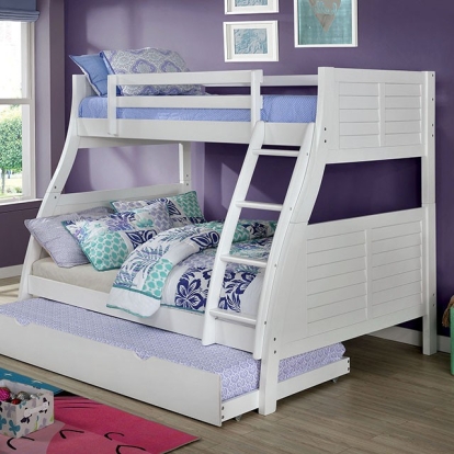 Furniture Of America Hoople Transitional White Twin-Full Bunk Bed Model CM-BK963WH-BED