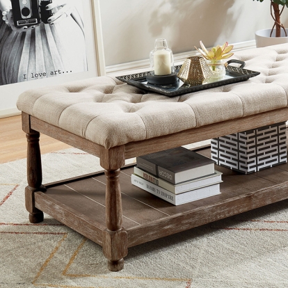 Furniture Of America Tanya Rustic Beige Bench Model CM-BN5665BG