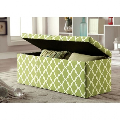 Furniture Of America Zaira Contemporary Green Storage Ottoman Model CM-BN6033GR