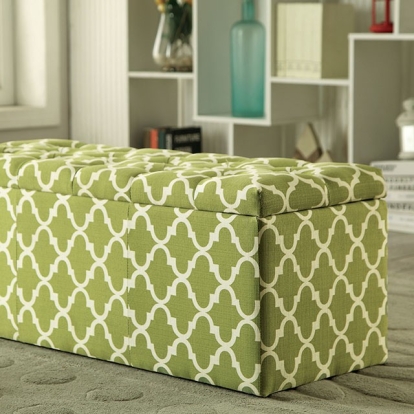 Furniture Of America Zaira Contemporary Green Storage Ottoman Model CM-BN6033GR
