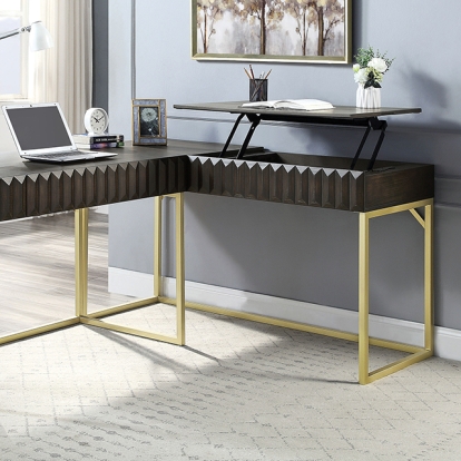Furniture Of America Freiburg Transitional Walnut Corner Desk Model CM-DK406WN-PK