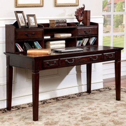 Furniture Of America Tami Transitional Solid Wood, Wood Veneer, Others Dark Walnut Writing Desk W/ Hutch | CM-DK6384DL-PK