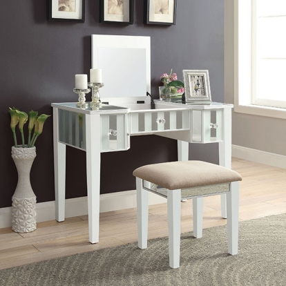 Furniture Of America Joyce Transitional White Vanity W/ Stool Model CM-DK6385WH-UPS3