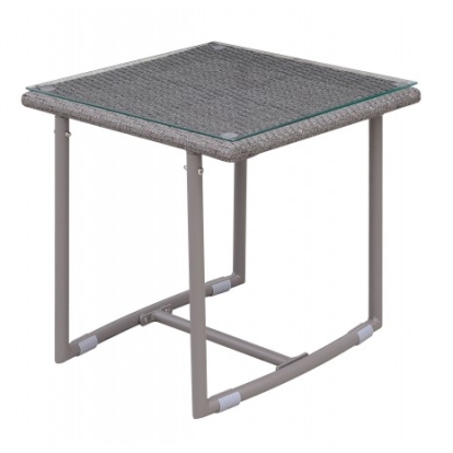Furniture Of America Amya Contemporary Aluminum, Glass Gray End Table | CM-OC2134-E