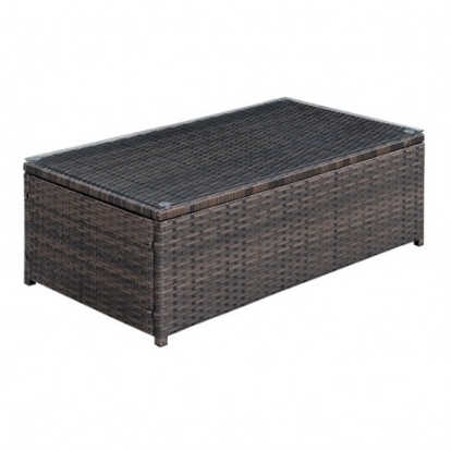Furniture Of America Ilona Contemporary Aluminum, Faux Rattan, Polyester Canvas, Others Brown/Beige Coffee Table | CM-OS2136-F