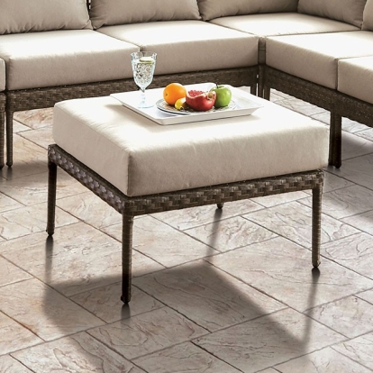 Furniture Of America Aleisha Contemporary Gray-Beige Patio Ottoman Model CM-OS2599-OT