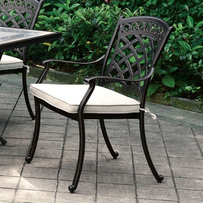 Furniture Of America Charissa Transitional Antique Black/Beige Arm Chair (4/Box) Model CM-OT2125-AC-4PK