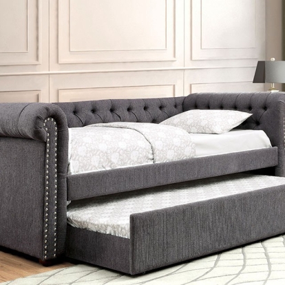 Furniture Of America Leanna Transitional Gray Daybed Model CM1027GY-Queen Daybed w- Trundle