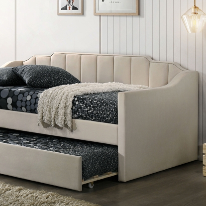 Furniture Of America Kosmo Contemporary Beige Daybed Model CM1931BG-BED-TRUNDLE