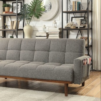 Furniture Of America Nettie Mid-Century Modern Solid Wood, Others Gray Futon Sofa | CM2605