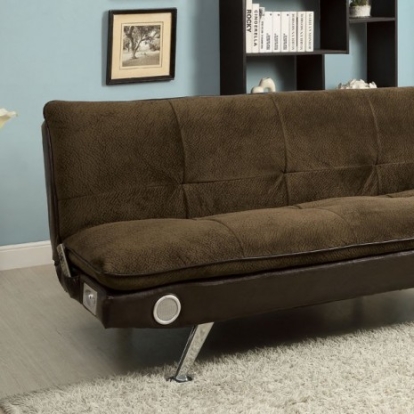 Furniture Of America Gallagher Contemporary Fabric, Leatherette Dark Brown Futon Sofa | CM2675BR