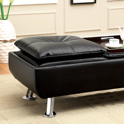 Furniture Of America Hauser Contemporary Black-Chrome Ottoman Model CM2677BK-OT