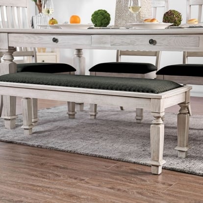 Furniture Of America Georgia Transitional Antique White/Gray Bench Model CM3089BN