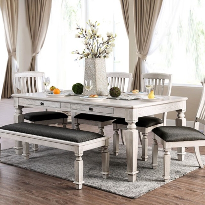 Furniture Of America Georgia Transitional Antique White-Gray Dining Table Model CM3089T