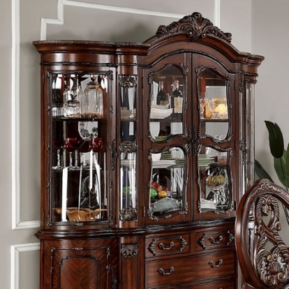 Furniture Of America Normandy Traditional Glass, Solid Wood, Wood Veneer, Others Brown Cherry Hutch & Buffet | CM3145HB-SET