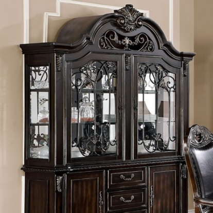 Furniture Of America Lombardy Traditional Glass, Solid Wood, Wood Veneer, Others Walnut Hutch & Buffet | CM3146HB-SET