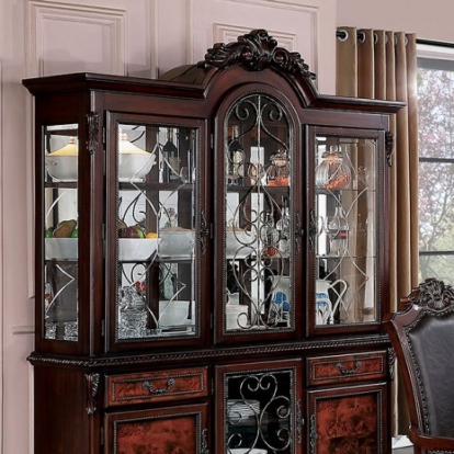 Furniture Of America Picardy Traditional Glass, Steel, Solid Wood, Wood Veneer, Others Brown Cherry Hutch & Buffet | CM3147HB-SET