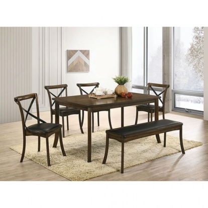 Furniture Of America Buhl Industrial Burnished Oak-Espresso Dining Table Model CM3148T