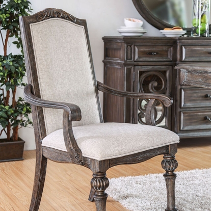Furniture Of America Arcadia Rustic Rustic Natural Tone/Ivory Arm Chair (2/Box) Model CM3150AC-2PK