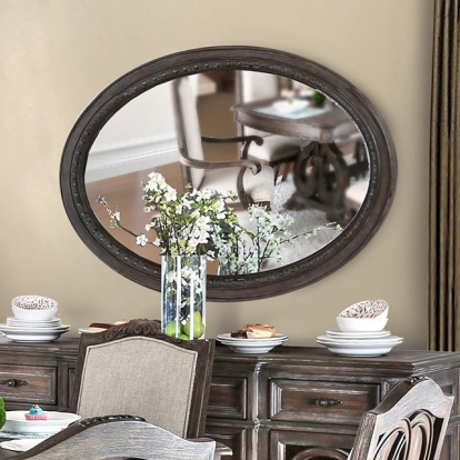 Furniture Of America Arcadia Rustic Rustic Natural Tone Oval Mirror Model CM3150MO