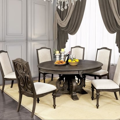 Furniture Of America Arcadia Rustic Rustic Natural Tone/Ivory Round Dining Table Model CM3150RT