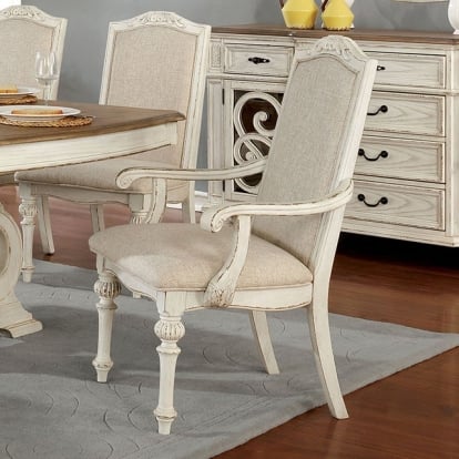 Furniture Of America Arcadia Rustic Antique White Arm Chair Model CM3150WH-AC-2PK
