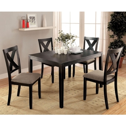 Furniture Of America Glenham Transitional Brushed Black 5 Pc. Dining Table Set Model CM3175T-5PK