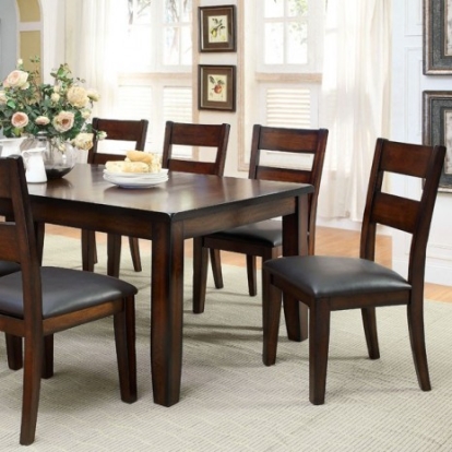 Furniture Of America Dickinson Transitional Leatherette, Solid Wood, Others Dark Cherry Dining Table | CM3187T