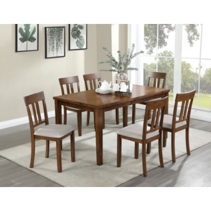 Furniture Of America Medford Transitional Walnut-Beige 7 Pc. Dining Table Set Model CM3253WN-T-7PK
