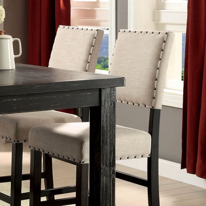Furniture Of America Sania Rustic Antique Black/Beige Counter Ht. Chair (2/Box) Model CM3324BK-PC-2PK