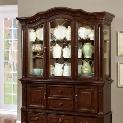 Furniture Of America Alpena Transitional Solid Wood, Wood Veneer, Others Brown Cherry Hutch & Buffet | CM3350HB-SET