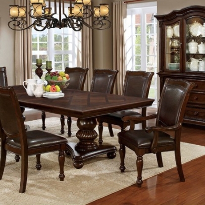 Furniture Of America Alpena Transitional Solid Wood, Wood Veneer, Others Brown Cherry Dining Table | CM3350T-TABLE