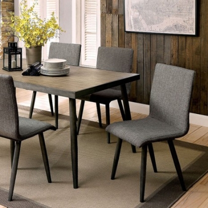 Furniture Of America Vilhelm Mid-Century Modern Linen-Like, Metal, Others Gray Dining Table | CM3360T