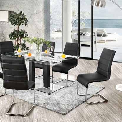 Furniture Of America Richfield Contemporary Black/Chrome Dining Table Model CM3362BK-T-TABLE