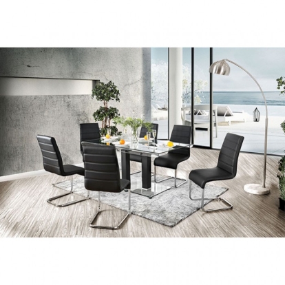 Furniture Of America Richfield Contemporary Black-Chrome Dining Table Model CM3362BK-T-TABLE