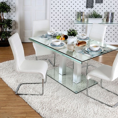 Furniture Of America Richfield Contemporary Silver-Chrome Dining Table Model CM3362T-TABLE