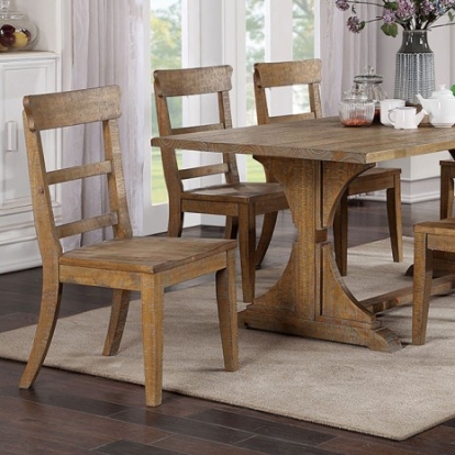 Furniture Of America Leonidas Rustic Solid Wood Natural Tone Dining Table | CM3389NT-T-TABLE
