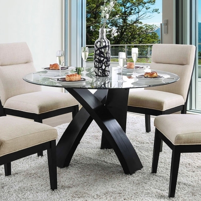 Furniture Of America Jasmin Contemporary Black-Beige Dining Table Model CM3393RT-TABLE