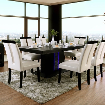 Furniture Of America Evangeline Contemporary Black-Beige Dining Table Model CM3394T