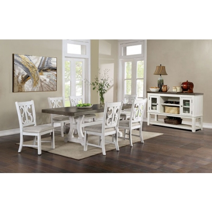 Furniture Of America Auletta Rustic Distressed White-Gray Dining Table Model CM3417GY-T-TABLE