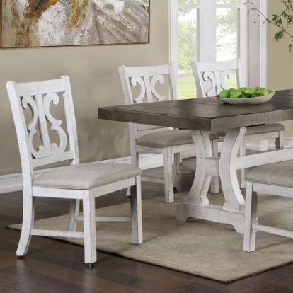 Furniture Of America Auletta Rustic Solid Wood, Wood Veneer, Others Distressed White/Gray Dining Table | CM3417GY-T-TABLE