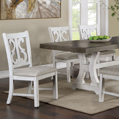 Furniture Of America Auletta Rustic Distressed White-Gray Dining Table Model CM3417GY-T-TABLE