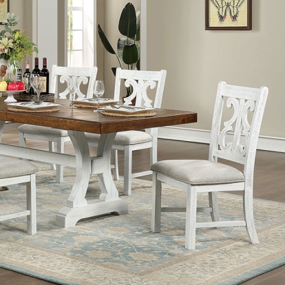 Furniture Of America Auletta Rustic Distressed White-Distressed Dark Oak Dining Table Model CM3417T-TABLE