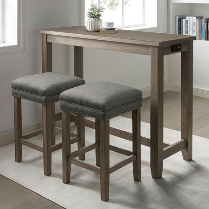 Furniture Of America Caerleon Rustic Wire-Brushed Gray/Gray 3 Pc. Counter Ht. Dining Set Model CM3474GY-PT-3PK