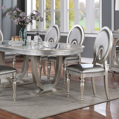 Furniture Of America Cathalina Transitional Silver Dining Table Model CM3541SV-T-TABLE