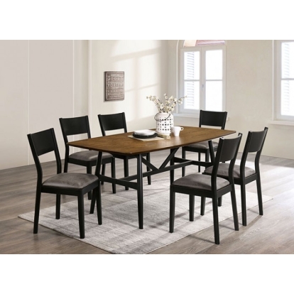 Furniture Of America Oberwil Mid-Century Modern Antique Oak-Black Dining Table Model CM3548A-T