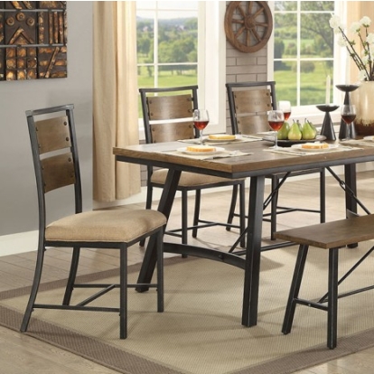 Furniture Of America Marybeth Industrial Metal, Solid Wood, Wood Veneer, Others Weathered Gray Dining Table | CM3572T