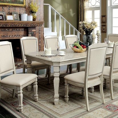Furniture Of America Holcroft Transitional Antique White-Ivory Dining Table Model CM3600T